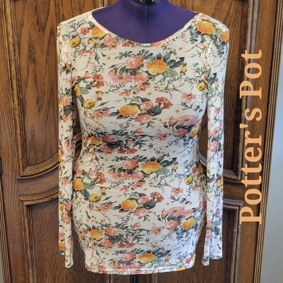 Potter's Pot floral sheer thin blouse size: M - Picture 2 of 5